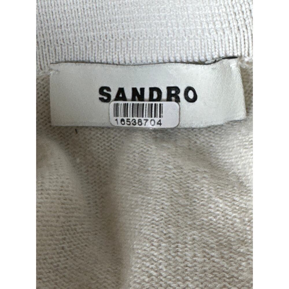 Sandro Alizia Polo Sweater Knit Wool Blend  Collared Top Off White 1 Small - Picture 7 of 11